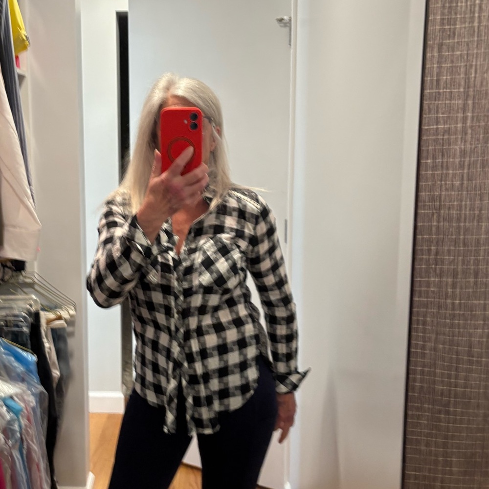 Black and White Checkered Women's button down